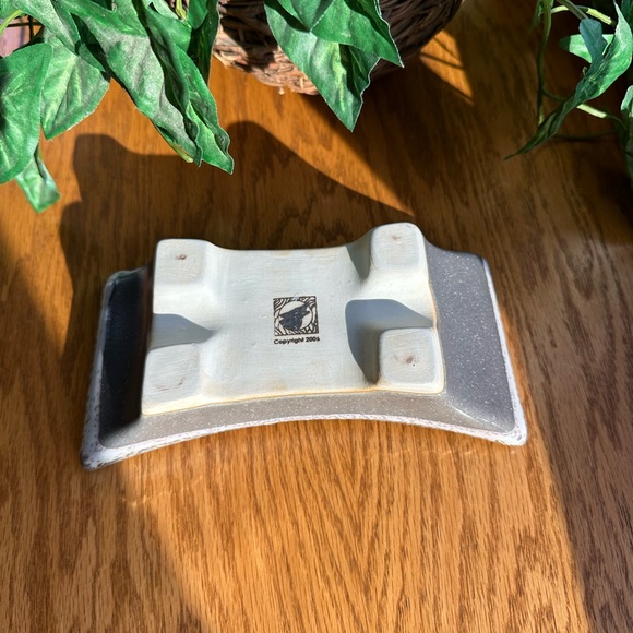 Ikebana Japanese Floral Arrangement Pottery Vase w Flower Frog Coyote Roadhouse - Picture 7 of 9